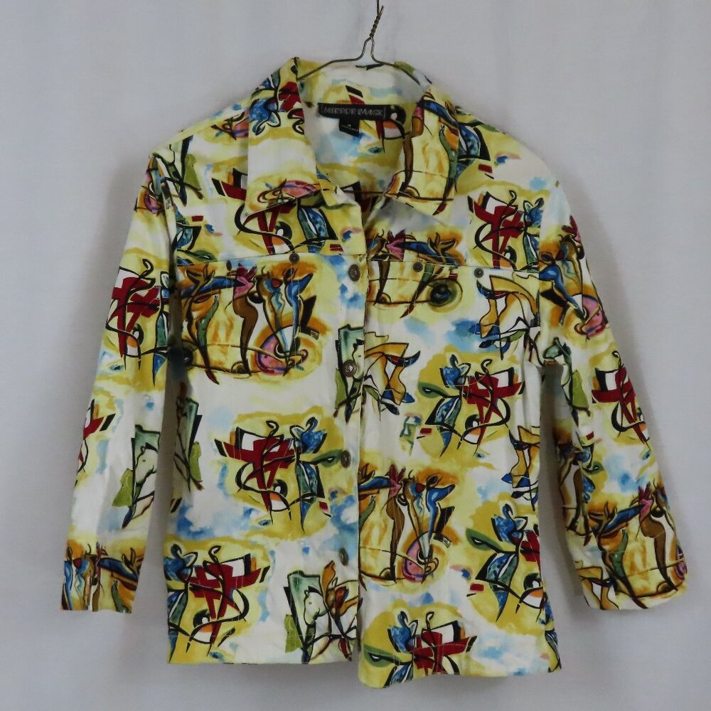 Mirror Image Multi Colored Blazer Jean Jacket Sz. M